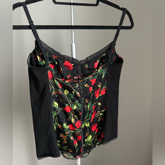 D&G Tops Dolce Gabbana Dg Vintage Silk Rose Print Corset Tank Top